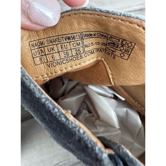 Vionic Naomi Womens Gray Suede Snake Print Heeled Ankle Booties Size 8 - Picture 8 of 12